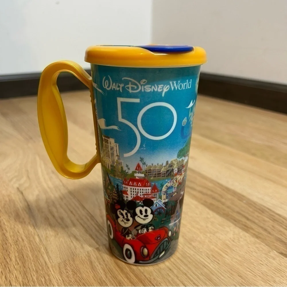 Disney World 50th Anniversary Souvenir Cup Refillable Skyliner Plastic